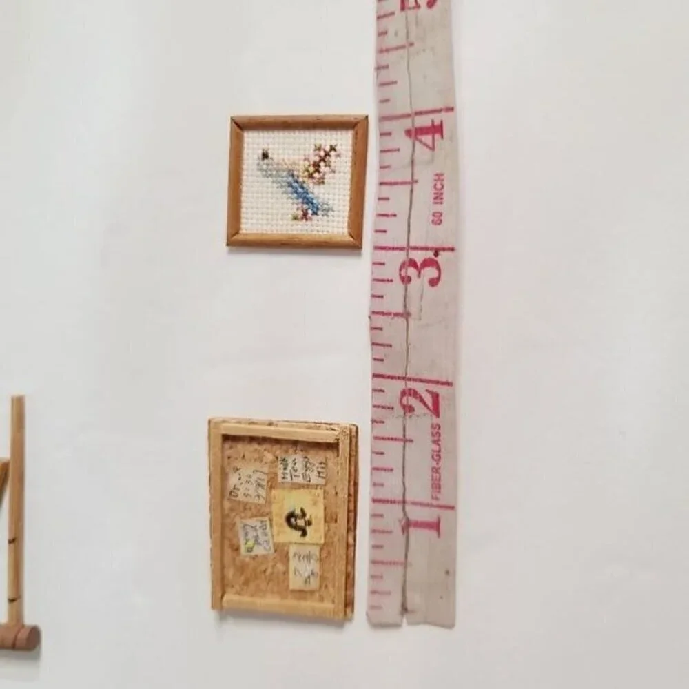 Vintage Antique Dollhouse Furniture Miniatures Clock Wall Art Croquet
